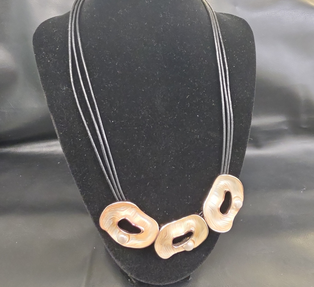 Women’s Statement Necklace with Shell And Pearl Organic Pendants